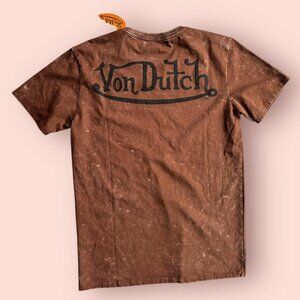 Von Dutch Brown Mineral Washed Logo Tee